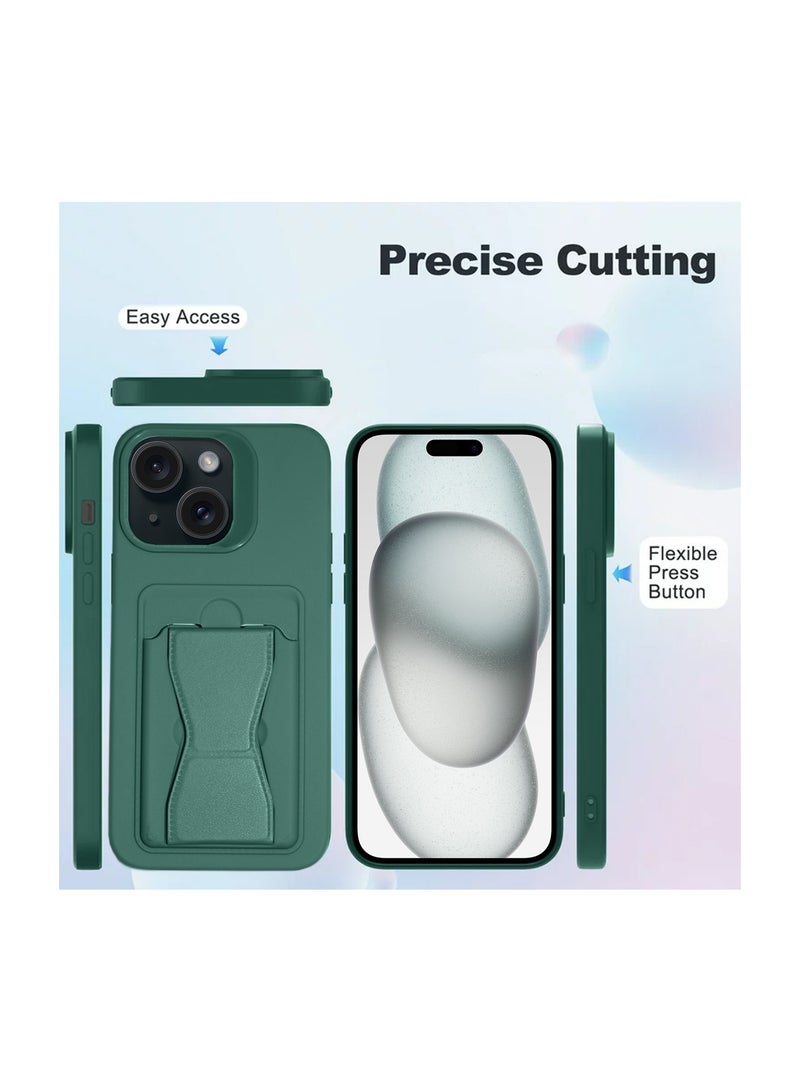 Wtech Silicone TPU With Card Holder Case Cover For Apple iPhone 15 Plus 2023 Dark Green  - Image 5