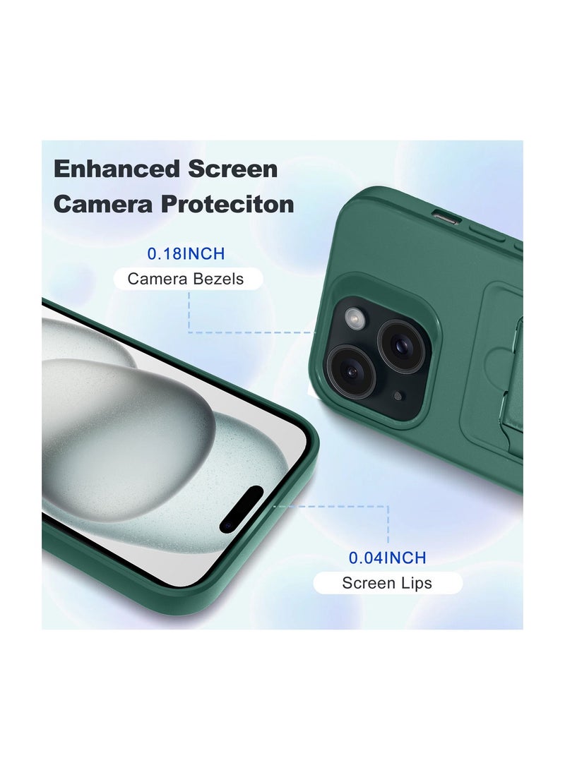 Wtech Silicone TPU With Card Holder Case Cover For Apple iPhone 15 Plus 2023 Dark Green  - Image 2