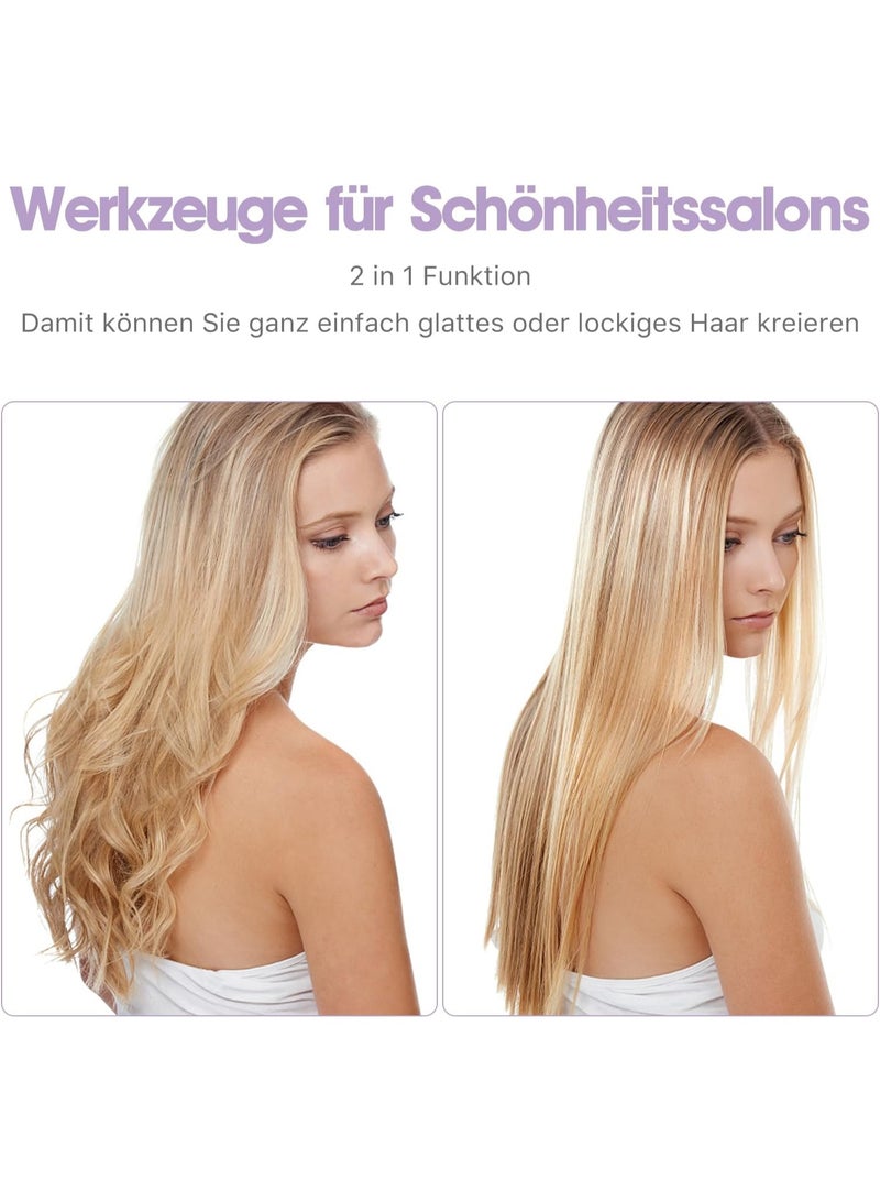 مكواة شعر صغيرة 2 في 1، مكواة شعر قصيرة لجميع أنواع الشعر، للشعر القصير، والغرة، ولحى الرجال (بنفسجي) - Image 4