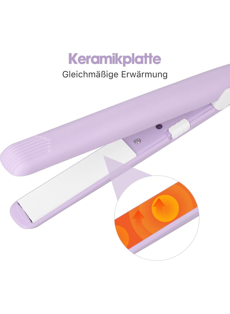 مكواة شعر صغيرة 2 في 1، مكواة شعر قصيرة لجميع أنواع الشعر، للشعر القصير، والغرة، ولحى الرجال (بنفسجي) - Image 3