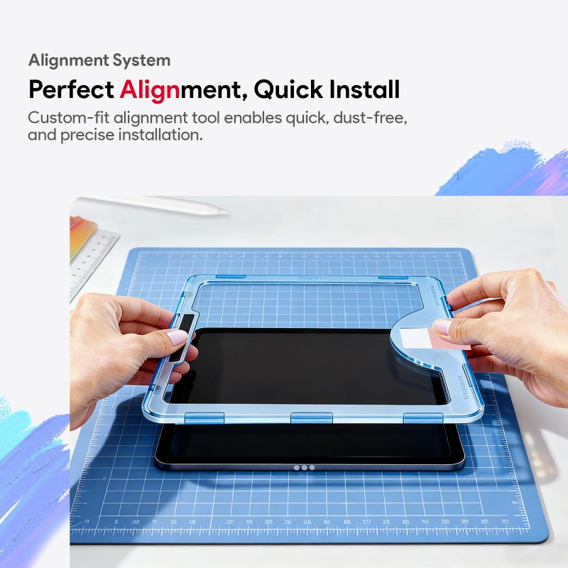 bersem Paperfeel Glass Screen Protector Compatible with iPad A16 11th/10th Generation (11/10.9 Inch, 2025/2022), Tempered Glass, Anti-Scratch, EZ Kit, Case Friendly, 1 Pack - Image 3