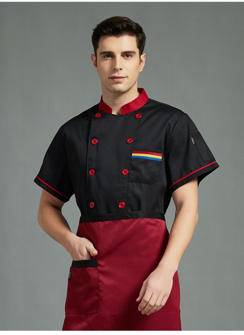 NIBEMINENT Chef Jacket Coat Short Sleeve with Snap Buttons made from Breathable Twill Cotton with Sleeve Pocket | For Restaurant, Cafe, Bakery, Home Kitchens | Wash and Wear Durable Fabric  - Image 1