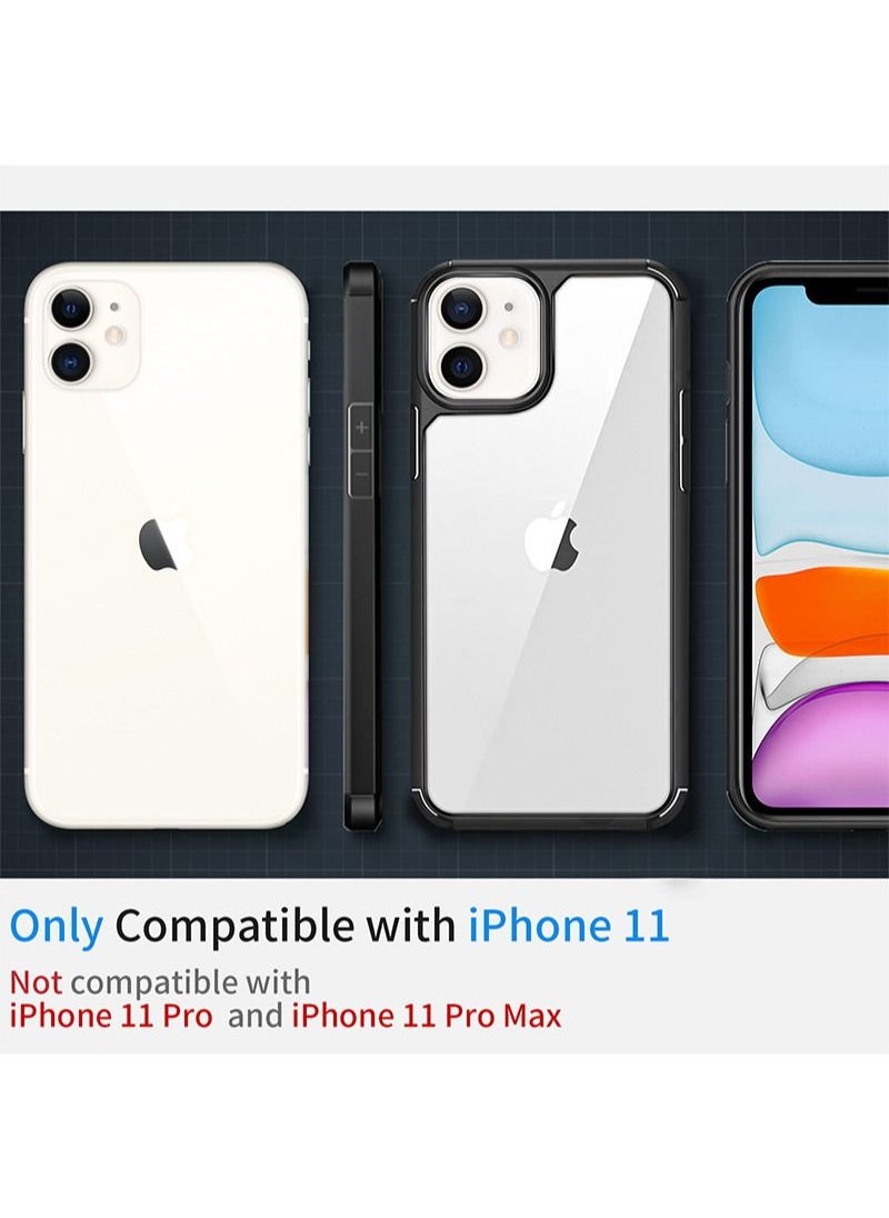 INFOSUN iPhone 11 Case Clear Cover Ultra Thin Silicone Shockproof Hard Back Cases Transparent Protective Slim Phone Case for Apple iPhone 11 6.1 inch - Black  - Image 2