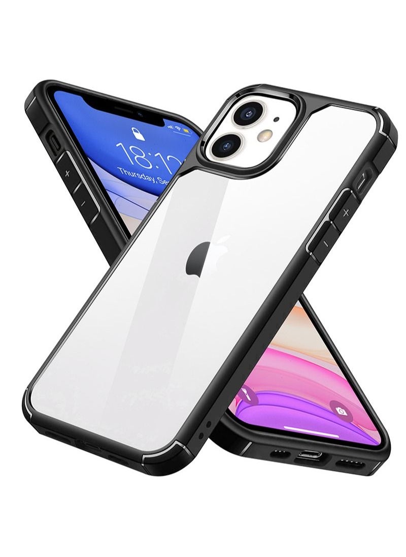INFOSUN iPhone 11 Case Clear Cover Ultra Thin Silicone Shockproof Hard Back Cases Transparent Protective Slim Phone Case for Apple iPhone 11 6.1 inch - Black  - Image 1