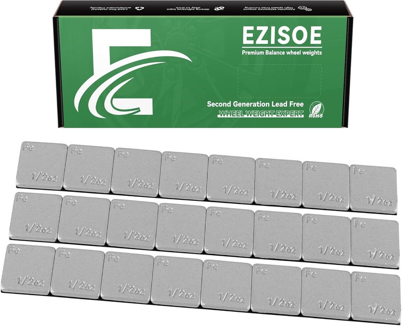 EZISOE 0.5 Oz Stick on Wheel Weights（144pcs,72oz）,1/2 Oz Gray Adhesive Backed Wheel Weights for Cars, Trucks, SUVs, Motorcycles, Low Profile - Image 1
