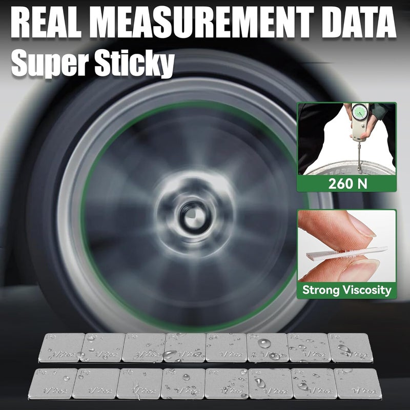EZISOE 0.5 Oz Stick on Wheel Weights（144pcs,72oz）,1/2 Oz Gray Adhesive Backed Wheel Weights for Cars, Trucks, SUVs, Motorcycles, Low Profile - Image 2