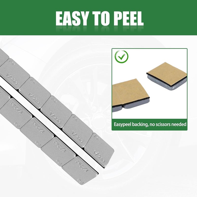 EZISOE 0.5 Oz Stick on Wheel Weights（144pcs,72oz）,1/2 Oz Gray Adhesive Backed Wheel Weights for Cars, Trucks, SUVs, Motorcycles, Low Profile - Image 5