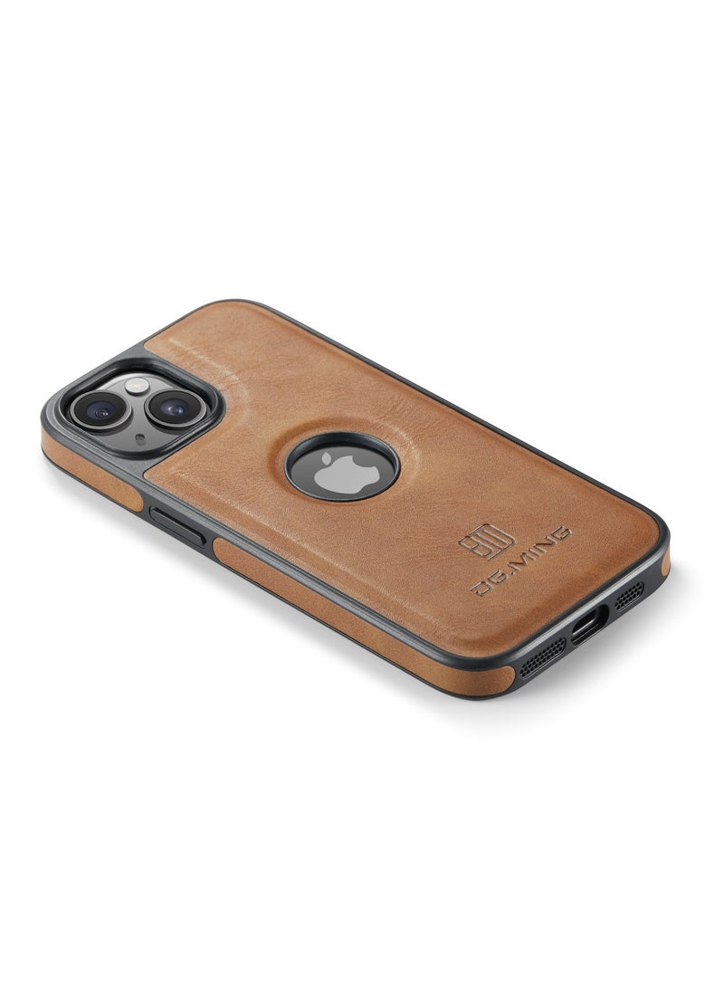 DGMING Case Cover Premium Leather Back with Logo CutOut Shockproof Compatible with Iphone 13   (Brown)  - Image 3
