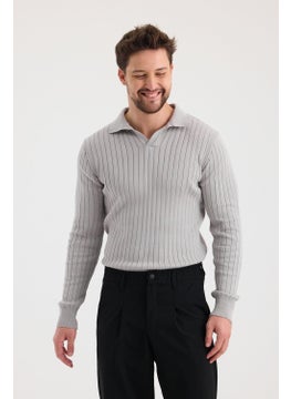 Cool Tarz Cool Style Men's Polo Collar Ribbed Knitwear Sweater  - Image 3