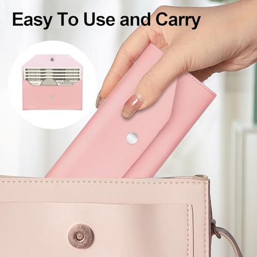 Nolcha Pu Leather Cash Envelope Wallet - Reusable Cash Stuffing Wallet for Men and Women -Pink - Image 5