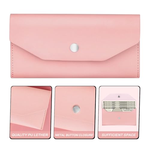 Nolcha Pu Leather Cash Envelope Wallet - Reusable Cash Stuffing Wallet for Men and Women -Pink - Image 3