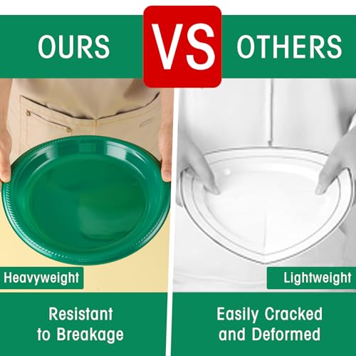 BONSINY Green Plastic Plates Disposable 10 inch | 50 PCS Green Disposable Plates for Party, Picnic, Birthday, BBQ, Graduation, World Cup - Image 5