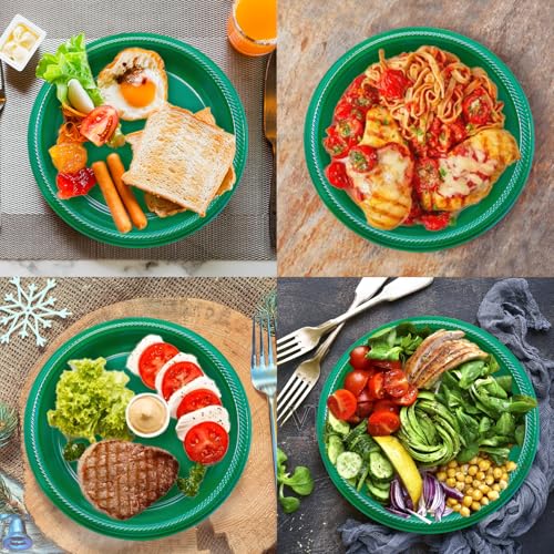 BONSINY Green Plastic Plates Disposable 10 inch | 50 PCS Green Disposable Plates for Party, Picnic, Birthday, BBQ, Graduation, World Cup - Image 4