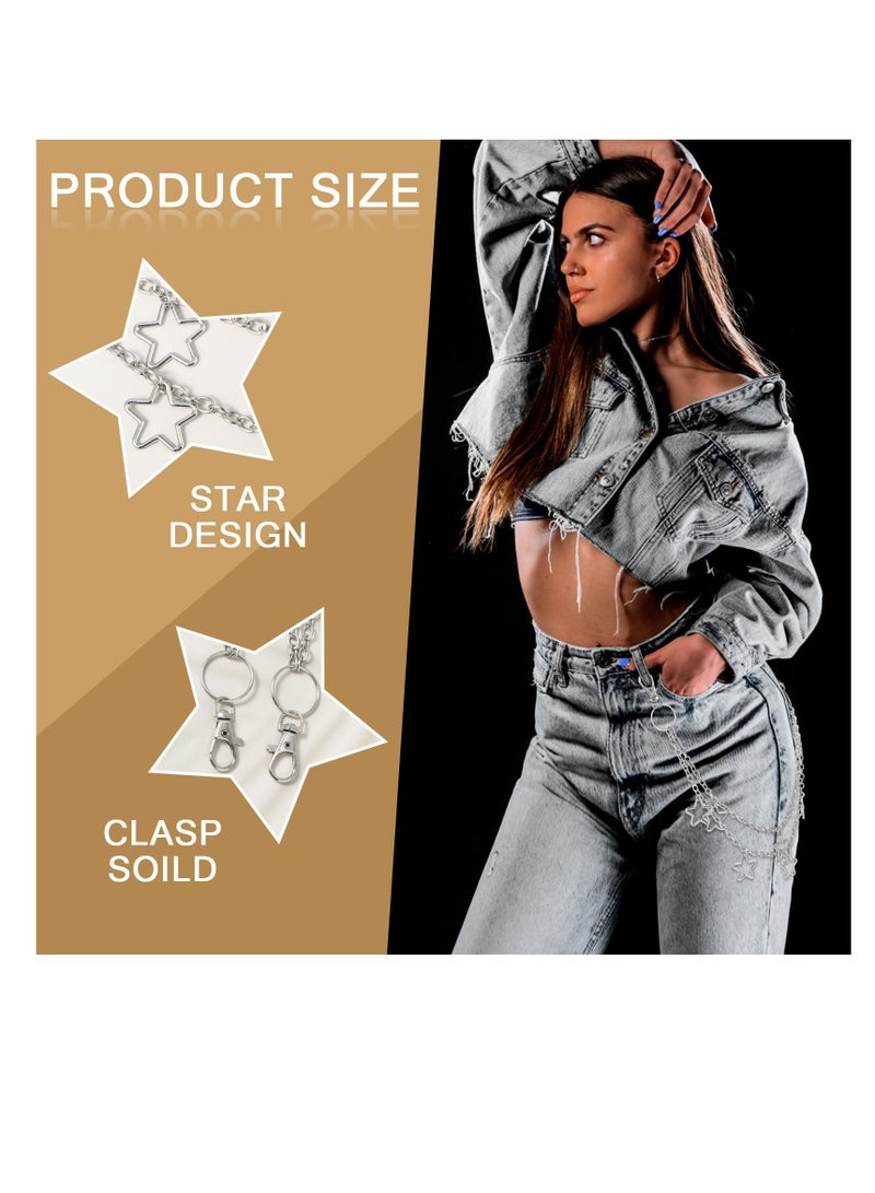 SUNSAR Vintage Pants Chain Chain Belts for Women, Star Jean Chain Belt Layered Pocket Chain Waist Chain Body Accessories for Women Men, Rock Wallet Chain - Image 3