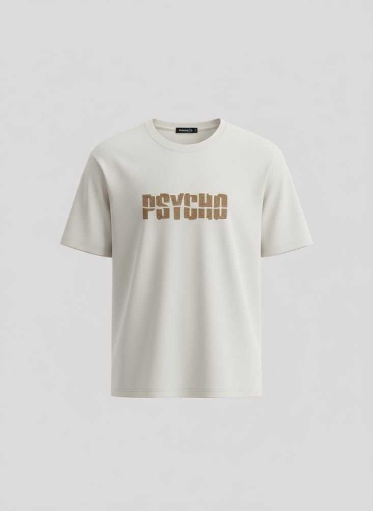 Premium White Cotton T-Shirt with “PSYCHO” Typography – Casual Graphic Tee for Men - Image 3