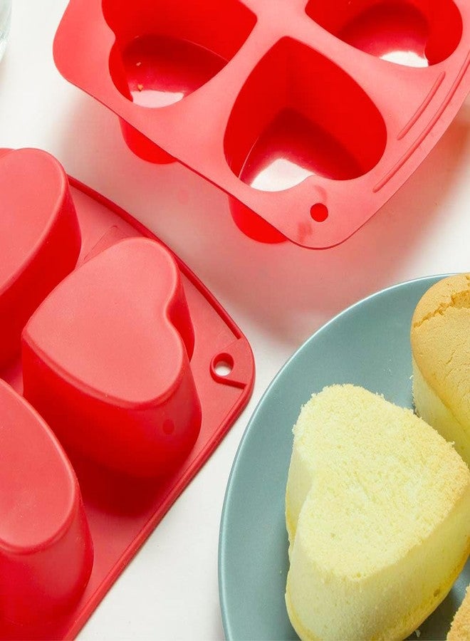 Webake Silicone Heart Mold Heart Shaped Cake Pans, Air Fryer Baking Pan, 4 Cavity Muffin Cupcake Mold for Baking, Soap, 2 Pack - Image 4