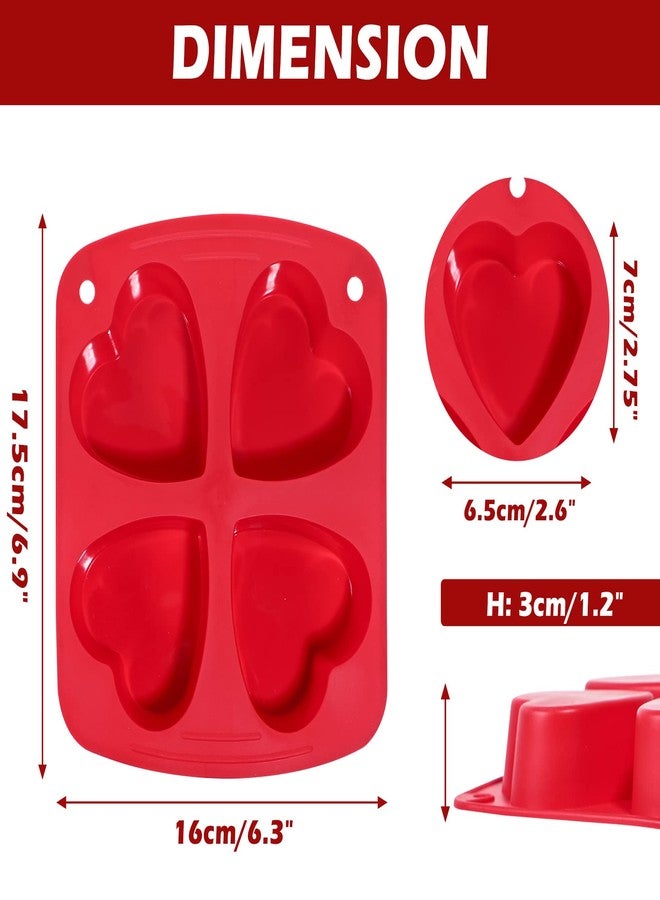 Webake Silicone Heart Mold Heart Shaped Cake Pans, Air Fryer Baking Pan, 4 Cavity Muffin Cupcake Mold for Baking, Soap, 2 Pack - Image 2