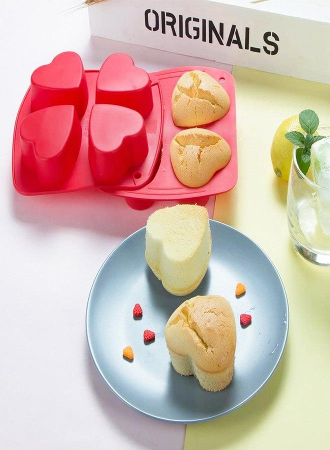 Webake Silicone Heart Mold Heart Shaped Cake Pans, Air Fryer Baking Pan, 4 Cavity Muffin Cupcake Mold for Baking, Soap, 2 Pack - Image 5