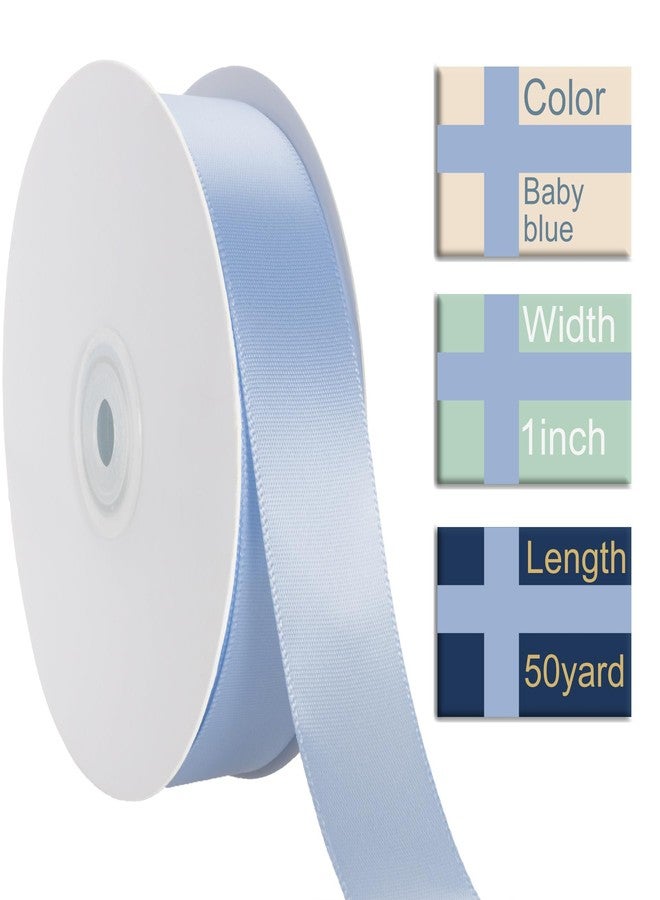 CUQIG 1 Inch Baby Blue Ribbon, 50 Yards Craft Polyester Satin Ribbon Perfect for Gift Wrapping, Handmade Roses, Wedding Party Decorations and DIY Crafts - Image 2