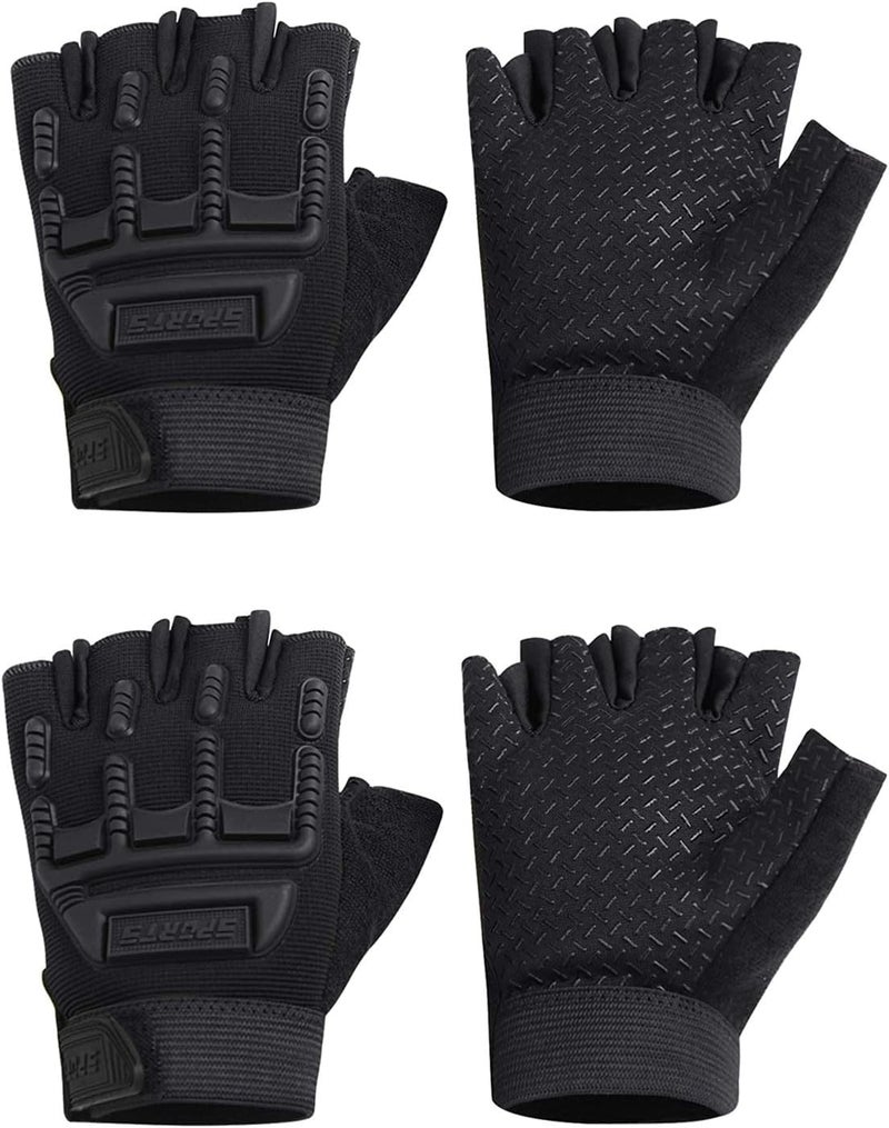 Leng Ke 2 Pairs Half Finger Cycling Gloves for Men and Women - Breathable, Non-Slip, Shockproof - Image 1