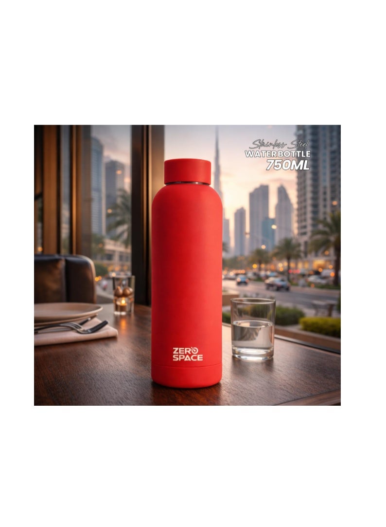 ZeroSpace Stainless Steel Water Bottle, 750ml Insulated Water Bottle for Kids School, Double Wall Water Thermos Flask for Hot & Cold Drinks, Sports Hot Water Bottle (Red) - Image 2