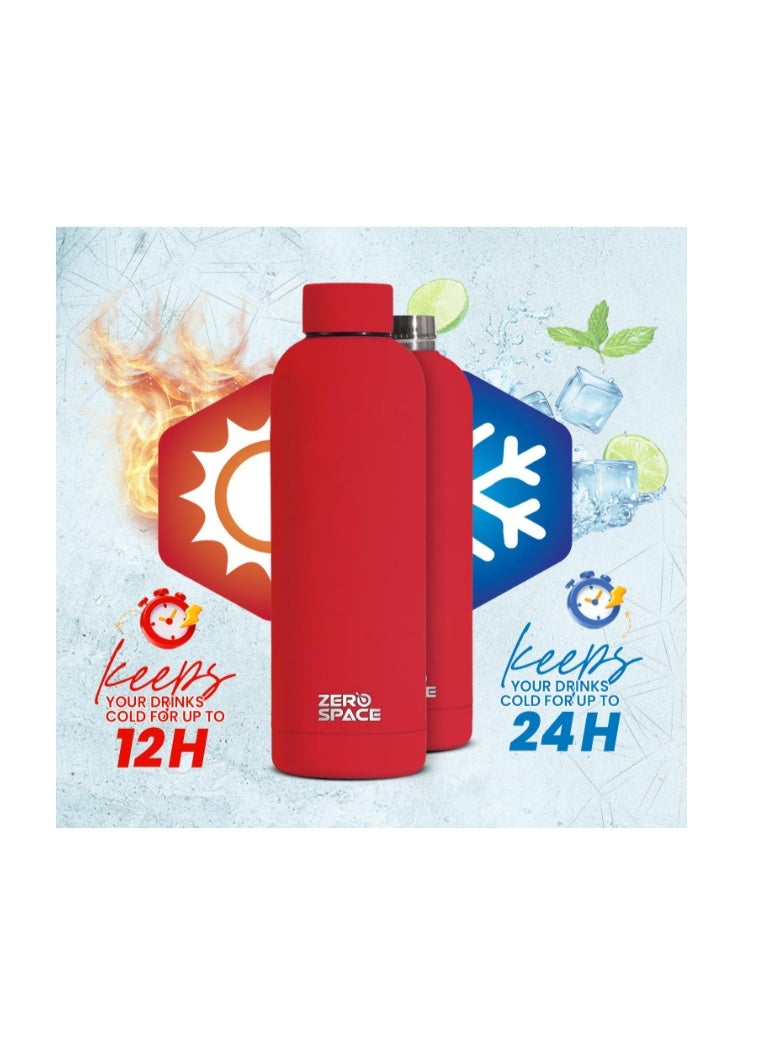 ZeroSpace Stainless Steel Water Bottle, 750ml Insulated Water Bottle for Kids School, Double Wall Water Thermos Flask for Hot & Cold Drinks, Sports Hot Water Bottle (Red) - Image 5