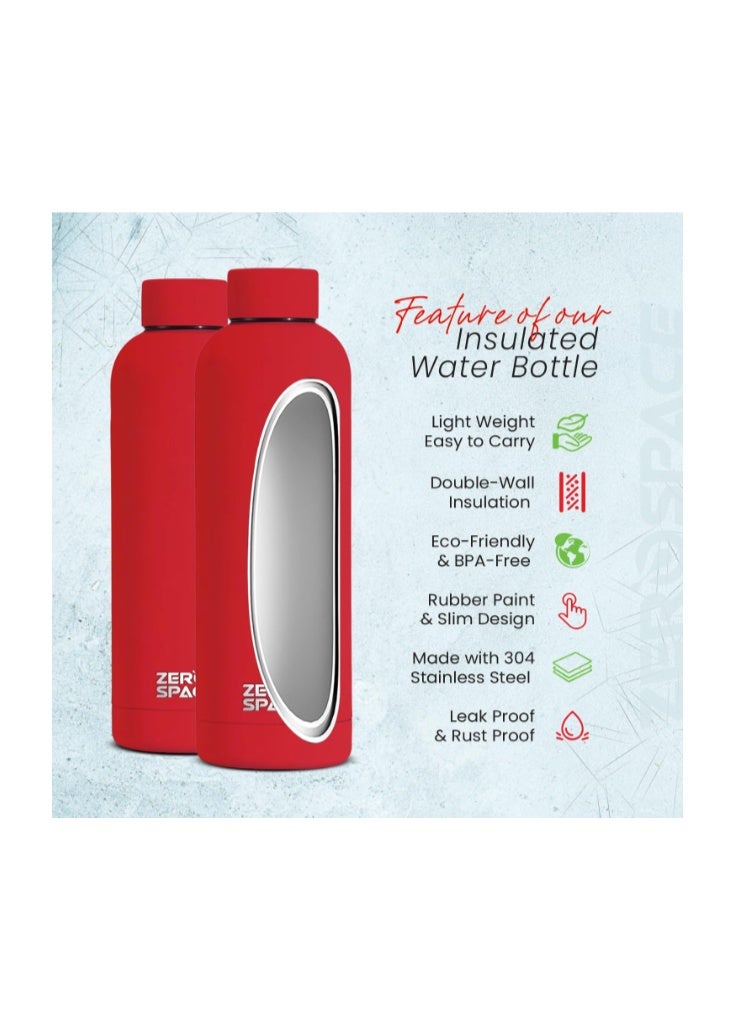 ZeroSpace Stainless Steel Water Bottle, 750ml Insulated Water Bottle for Kids School, Double Wall Water Thermos Flask for Hot & Cold Drinks, Sports Hot Water Bottle (Red) - Image 4