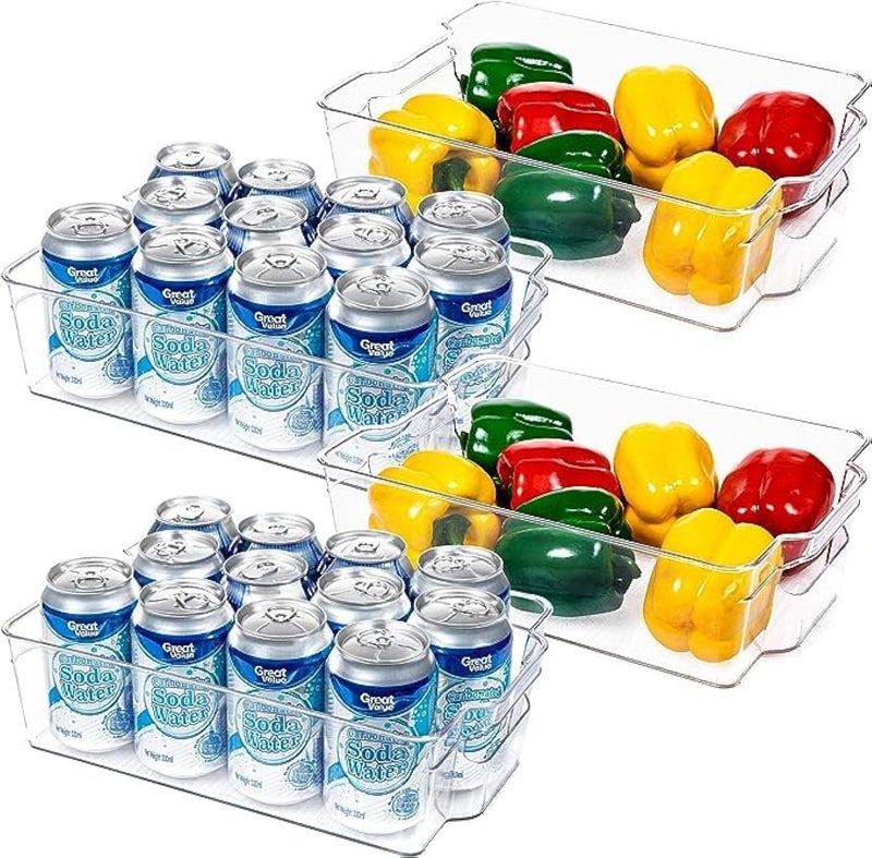 4Pack Clear Plastic Fridge Organizer Bins for Efficient Pantry Storage  Fruits Vegetables Snacks  More