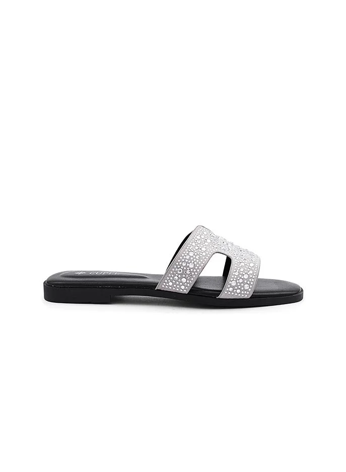 كابلي Cuple Embellished Double Strap Flat Slides