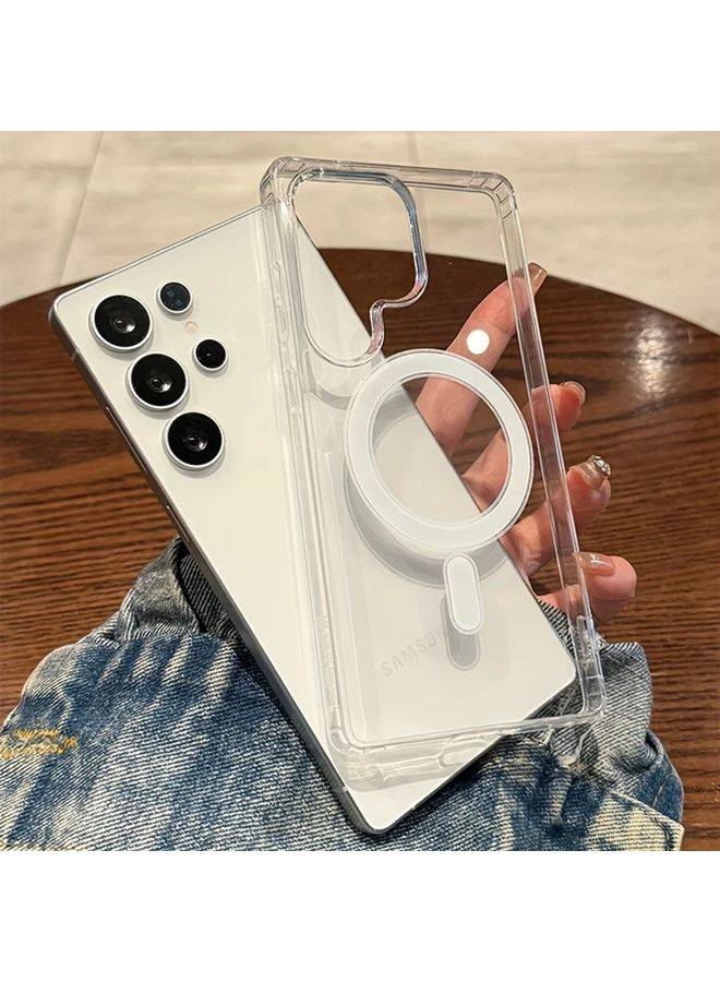 Transparent Magnetic Wireless Charging Case For Galaxy S22 Plus 5G Shockproof Protective Clear Hard Back Cover - Image 1