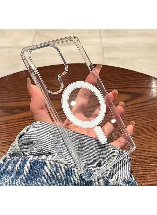 Transparent Magnetic Wireless Charging Case For Galaxy S22 Plus 5G Shockproof Protective Clear Hard Back Cover - Image 4