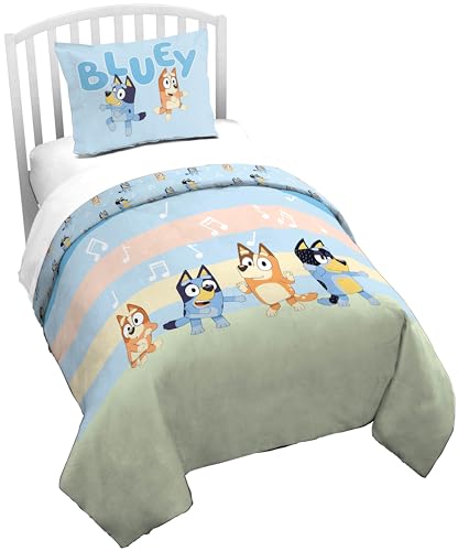 Jay Franco Duvet Cover Set 2 Piece Comforter Cover and Sham Set Super Soft Cozy Kids Bedding Insert Not Included Multi Bluey Twin - Image 1