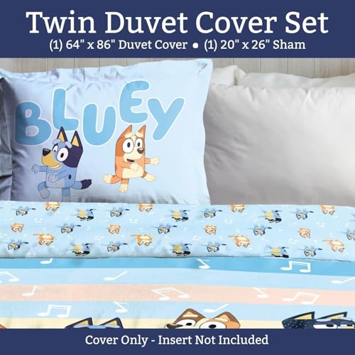 Jay Franco Duvet Cover Set 2 Piece Comforter Cover and Sham Set Super Soft Cozy Kids Bedding Insert Not Included Multi Bluey Twin - Image 3