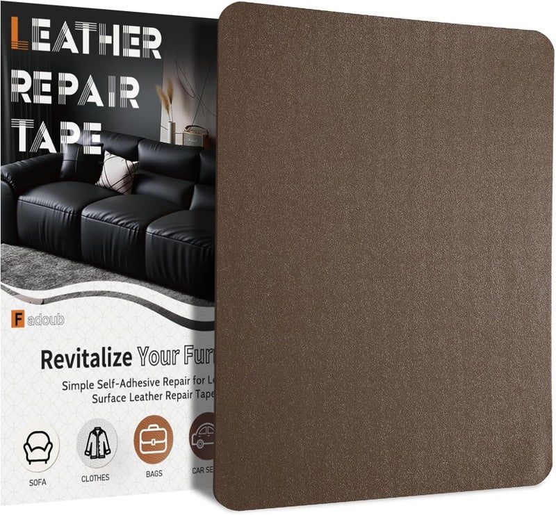 Fadoub Leather Repair Patch Tape Self-Adhesive, 8x11In Heavy Duty Vinyl Patch, Leather Repair Kit for Furniture, Sofa, Couch, Office Chair, Car Seat, Car Interior(Tan-Fine Grain) - Image 1