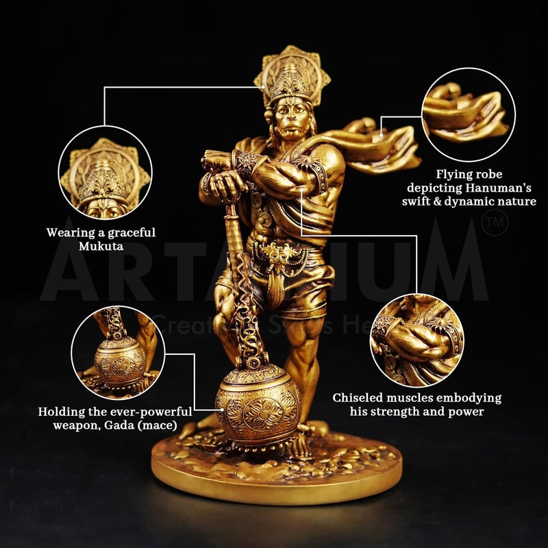 Artarium Hanuman Ji Murti Panchmukhi Hanuman Pavan Putra Bajrangbali Murti Bahubali Hanuman Idol for Car Dashboard Bahubali Hanuman 4 Inch - Image 5