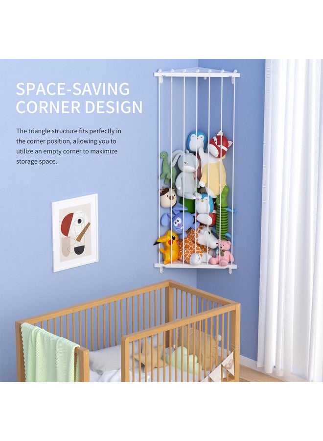 Befayoo Stuffed Animal Storage Toy Organizer(Patented) - Corner Stuffed Animal Holder Length Adjustable - Wall Hanging Stuffed Animal Net Plush Storage for Nursery Playroom Bedroom Kids Room Decro(White) - Image 4