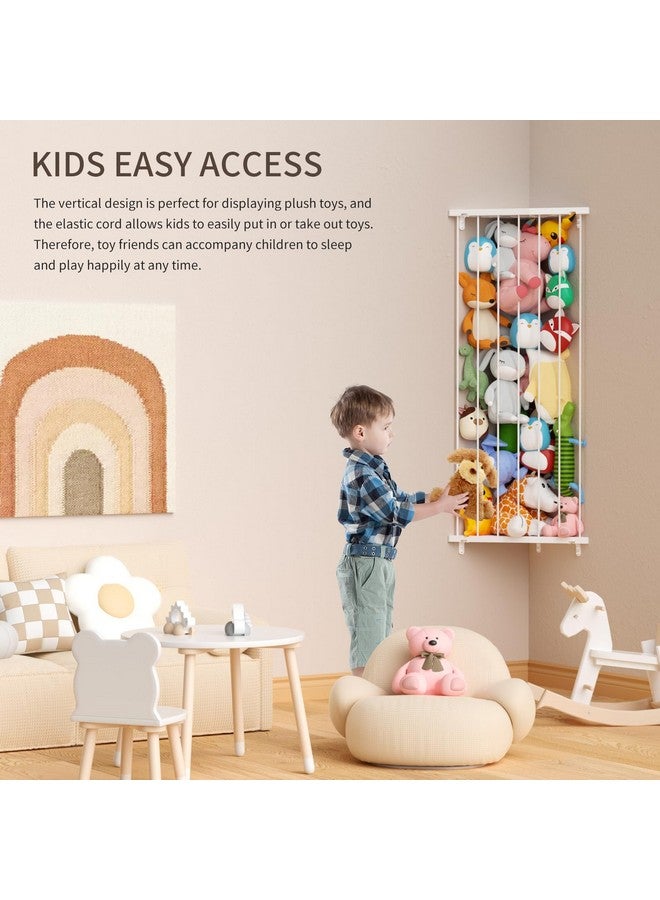 Befayoo Stuffed Animal Storage Toy Organizer(Patented) - Corner Stuffed Animal Holder Length Adjustable - Wall Hanging Stuffed Animal Net Plush Storage for Nursery Playroom Bedroom Kids Room Decro(White) - Image 5