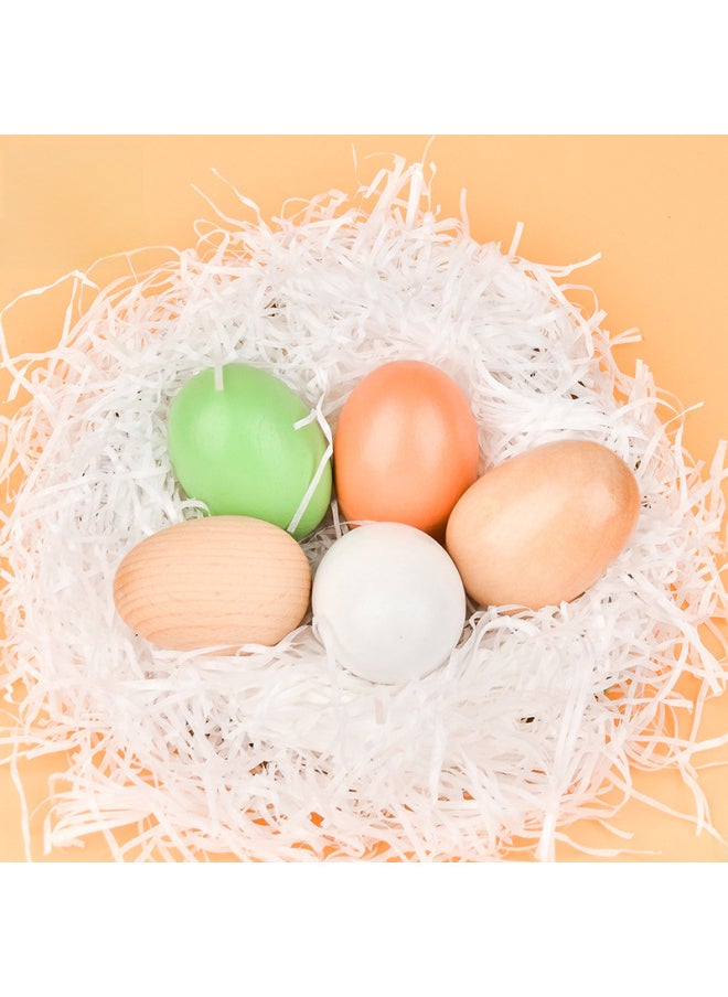 Wooden Easter Egg Models Children's DIY Coloring Graffiti Toy Simulation Chicken Egg Duck Egg Role Play Game Educational Toy-Color:Green Egg  - Image 2