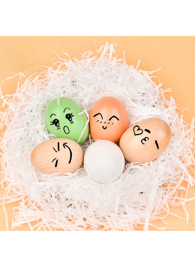 Wooden Easter Egg Models Children's DIY Coloring Graffiti Toy Simulation Chicken Egg Duck Egg Role Play Game Educational Toy-Color:Green Egg  - Image 3