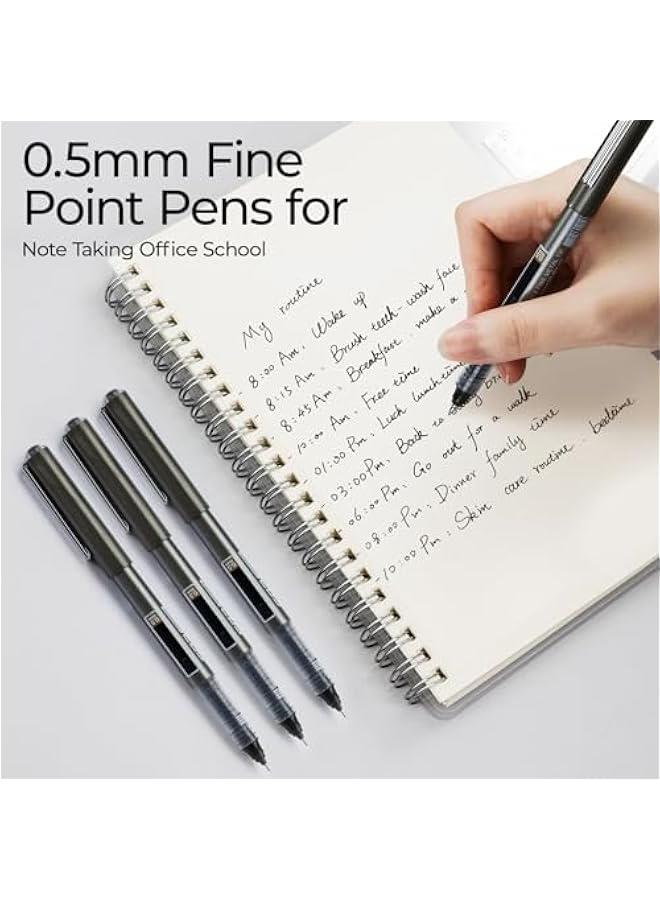 Pelican 8 Pieces Fine Point Liquid Rollerball Pens, 0.5mm Black Ink, Ultra Smooth Writing for Notes, Office and School Supplies for Students, Women, and Men  - Image 5