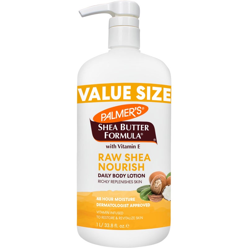 PALMER'S Palmer's Shea Formula Raw Shea Body Lotion for Dry Skin, Hand & Body Moisturizer, Value Size Pump Bottle, 33.8 Ounces (Pack of 1) 