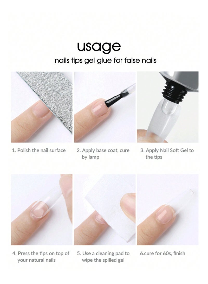 550 قطعة من أطراف أظافر الجل الناعم التابوت الطويل - شفافة نصف متجمدة، سهلة الاستخدام مع جل UV، تصميم فرنسي للأظافر المنزلية والصالونات، 12 مقاسًا مع علبة حفظ، تمديد الأظافر، تابوت طويل - Image 4