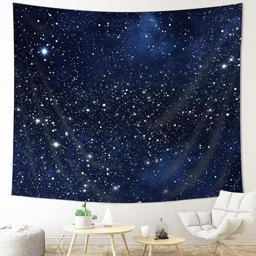 Imirell Night Sky Stars Tapestry Wall Hanging Dark Blue Cosmic Starry 78Wx59H Inch Fantasy Galaxy Universe Texture Artwork for Bedroom Living Room Dorm Decor Fabric - Image 1