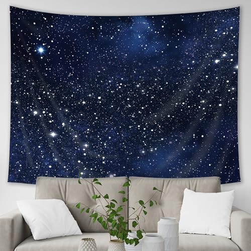 Imirell Night Sky Stars Tapestry Wall Hanging Dark Blue Cosmic Starry 78Wx59H Inch Fantasy Galaxy Universe Texture Artwork for Bedroom Living Room Dorm Decor Fabric - Image 2