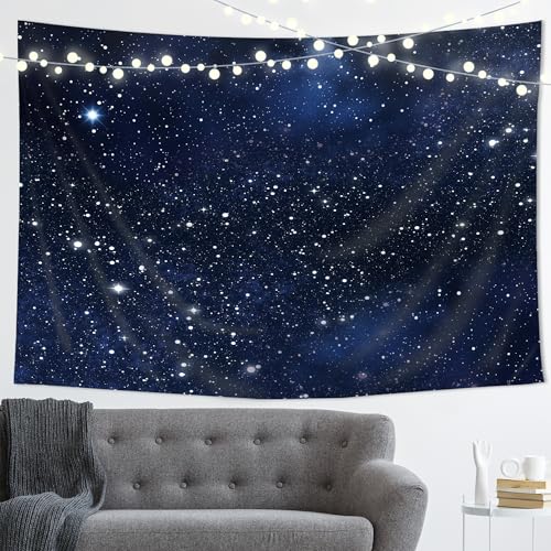 Imirell Night Sky Stars Tapestry Wall Hanging Dark Blue Cosmic Starry 78Wx59H Inch Fantasy Galaxy Universe Texture Artwork for Bedroom Living Room Dorm Decor Fabric - Image 5