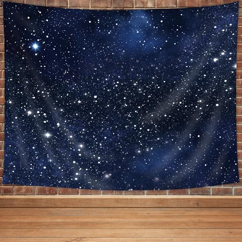 Imirell Night Sky Stars Tapestry Wall Hanging Dark Blue Cosmic Starry 78Wx59H Inch Fantasy Galaxy Universe Texture Artwork for Bedroom Living Room Dorm Decor Fabric - Image 3