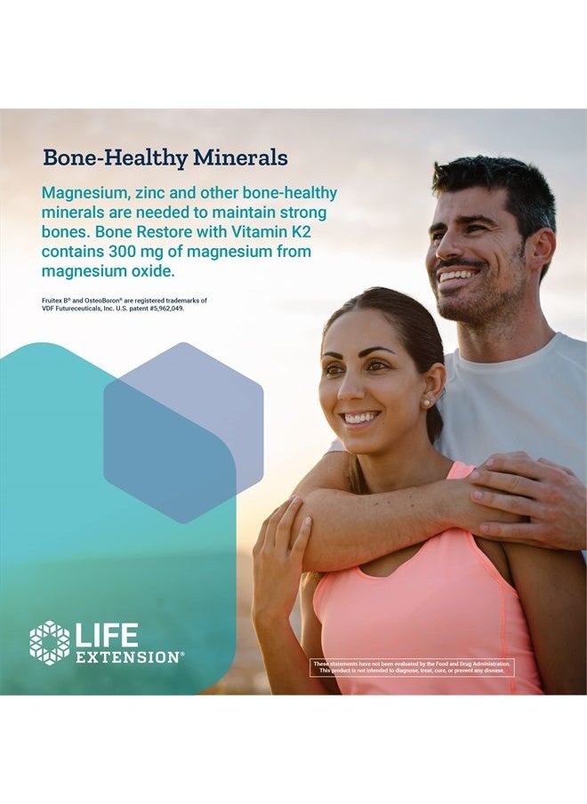 Bone Restore + Vitamin K2 Vitamins & Minerals Maintain Bone Health & Strength - Fortifying Nutrients Calcium, D3 & Important Bone Building Minerals - Non-GMO, Gluten-Free -120 Capsules