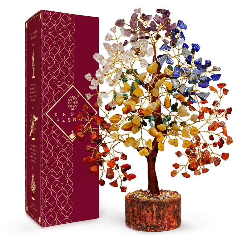 KARMAPLEDGE Crystal Tree of Life 7 Chakra Birthday Gifts for Women, Unique Gifts for Her, Home and Office Decor, Handmade Healing Crystals Tree Bring Positive Energy, Money, Good Luck, Gifts for Mom & Love Ones - Image 1