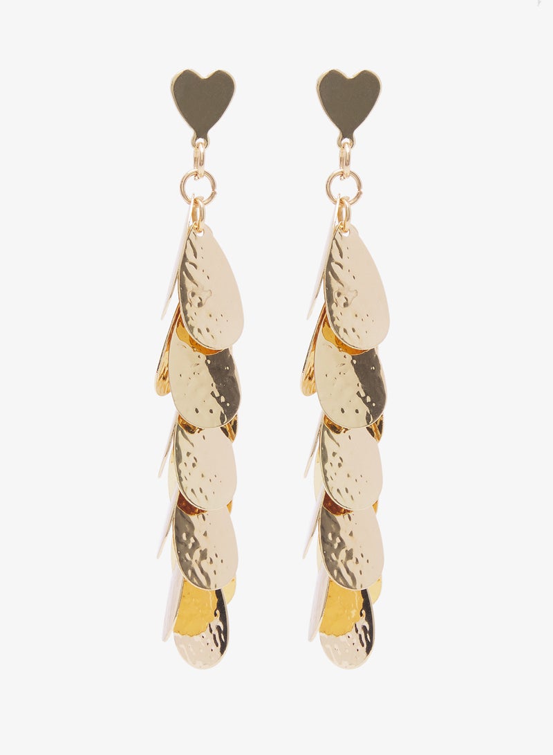 ELLA Gold Accent Detail Drop Down Earrings - Image 2