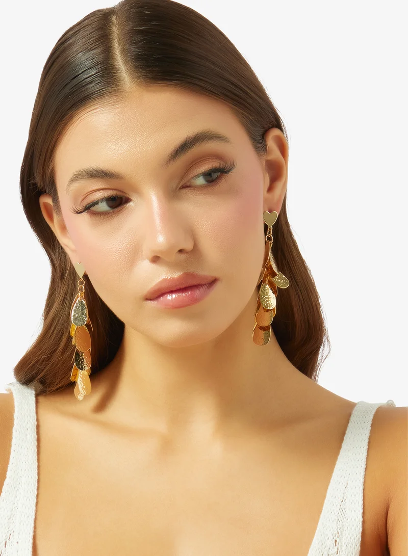 Ella Gold Gold Accent Detail Drop Down Earrings for Women | Best Price UAE